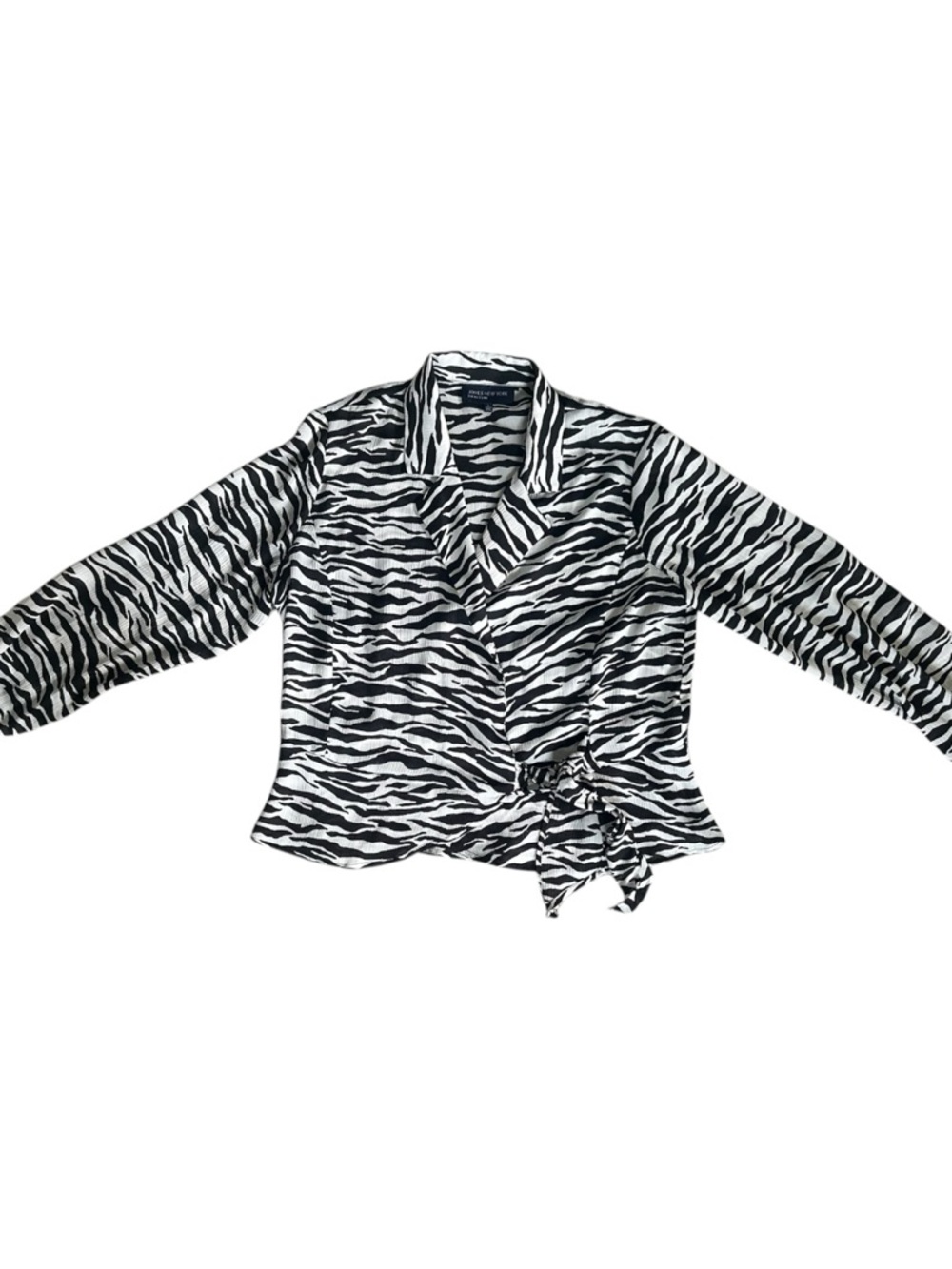 Jones New York Sheer Wrap Blouse Zebra Print Size Large